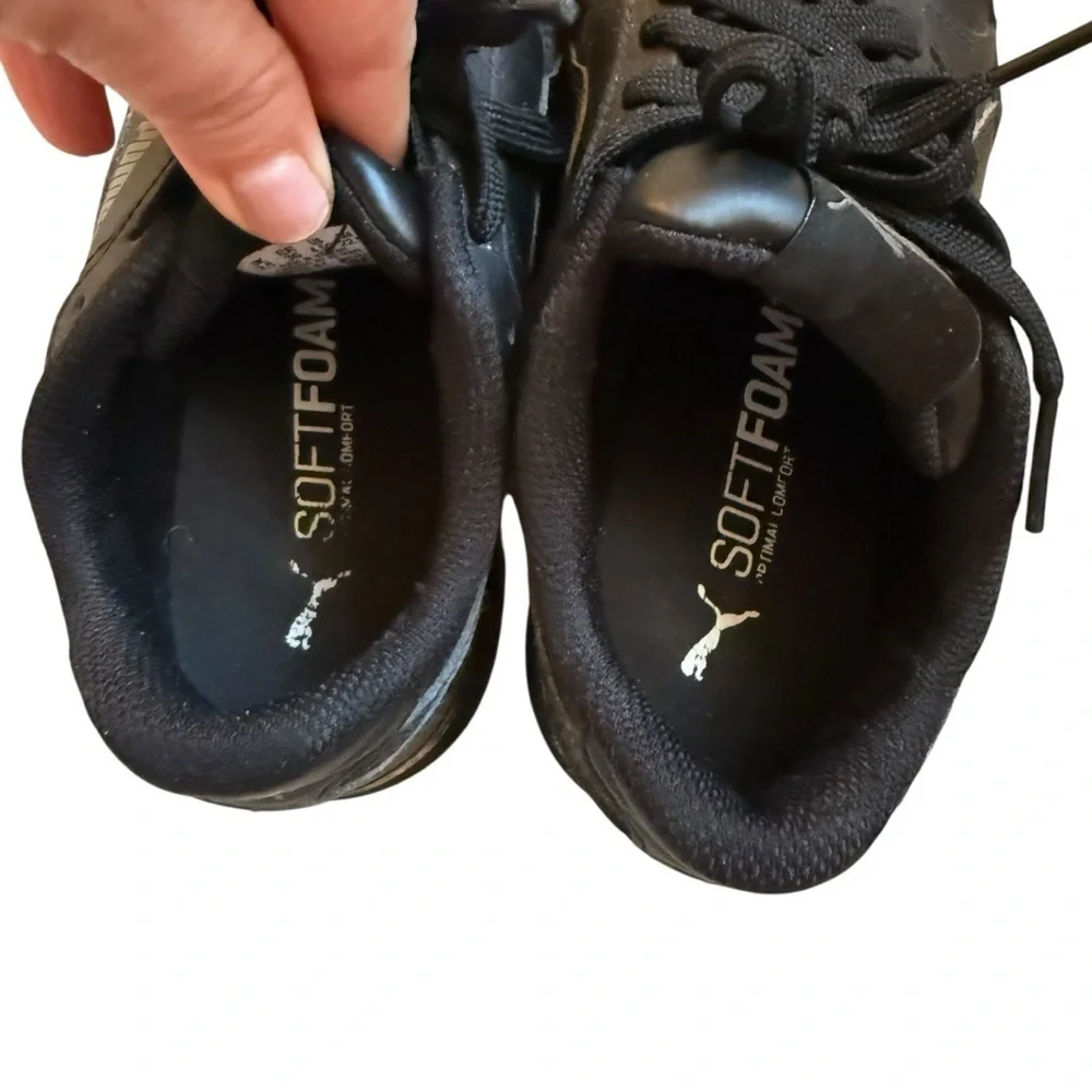 Puma|Big Kids' Black ST Runner v3 Leather Sneakers Lace-Up -Size 4.5C
